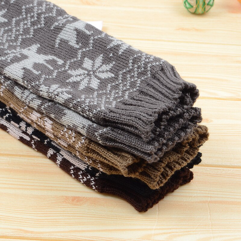 Lady Jk-calcetín de punto hasta la rodilla, ciervo y nieve, calentador de piernas para mujer, Invierno , Casual, Jacquard, alce