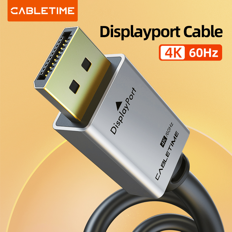 CABLETIME DisplayPort 1,2 Cable 4K 60Hz Adaptador DisplayPort a HD Puerto de visualización Cable de audio para vídeo PC portátil TV Cable DP