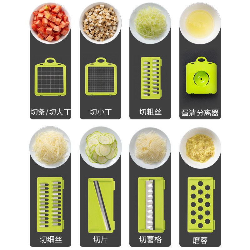 Cocina 14/16 in 1 multifunktionell grönsakshackare skivare strimlare med korg fruktskärare potatisstrimlare morotsmalningsprylar