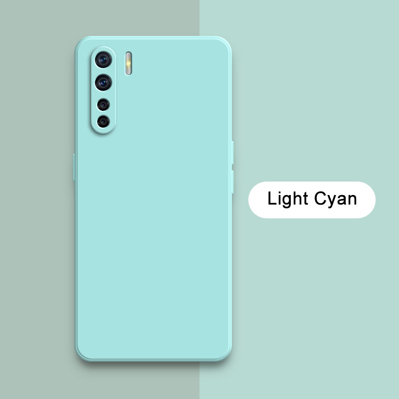 Officiellt fyrkantigt flytande silikonskal till oppo  a91 f15 reno 3 reno 3 kameraskyddande mjukt stötsäkert telefonskydd oppoa 91- hölje: Nylon- / Mång
