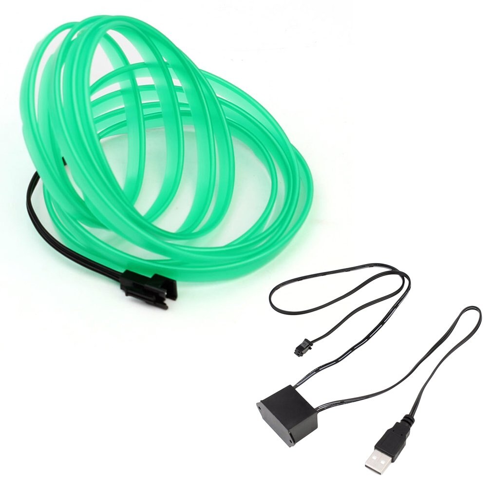 5M LED EL Light Neon Rope Car Dance Glow Light Strip + 3V/12V Controller USB Drive Car Decoration Light Car Styling Party Decor: Green