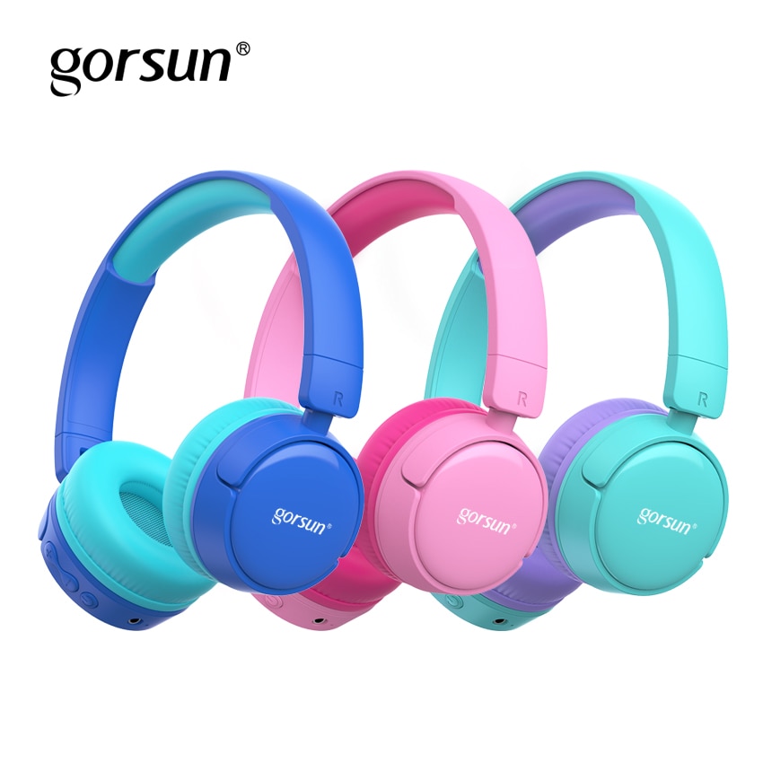 Gorsun Draadloze Kids Hoofdtelefoon Met 85dB Volume Regulator, opvouwbaar Bluetooth Stereo Over-Ear Kids Headsets Voor Jongens En Meisjes