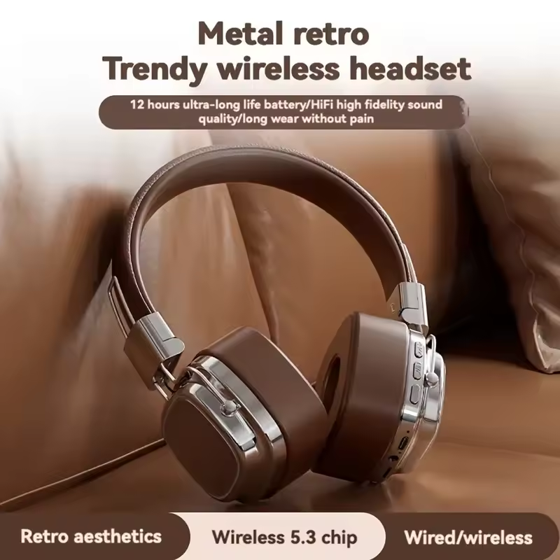 Retro On Ear Headphones Wireless Bluetooth Headsets DJ Stereo Sounds Bluetooth 5.3 Headset Gamer Choice For XiaoMi 2961