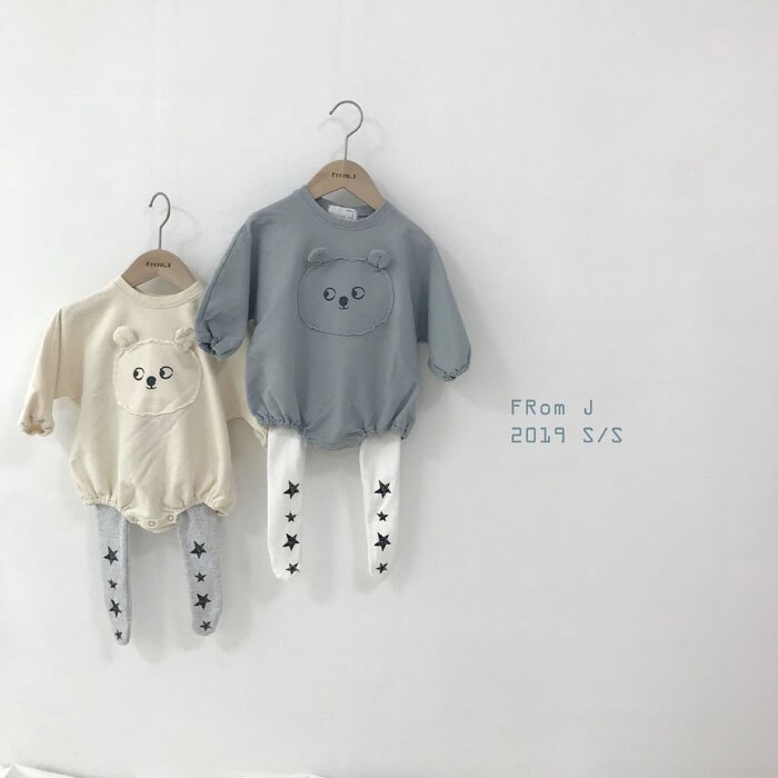 Primavera Outono urso bonito bodysuits para meninos e meninas do bebê puro algodão de manga longa macacões roupas