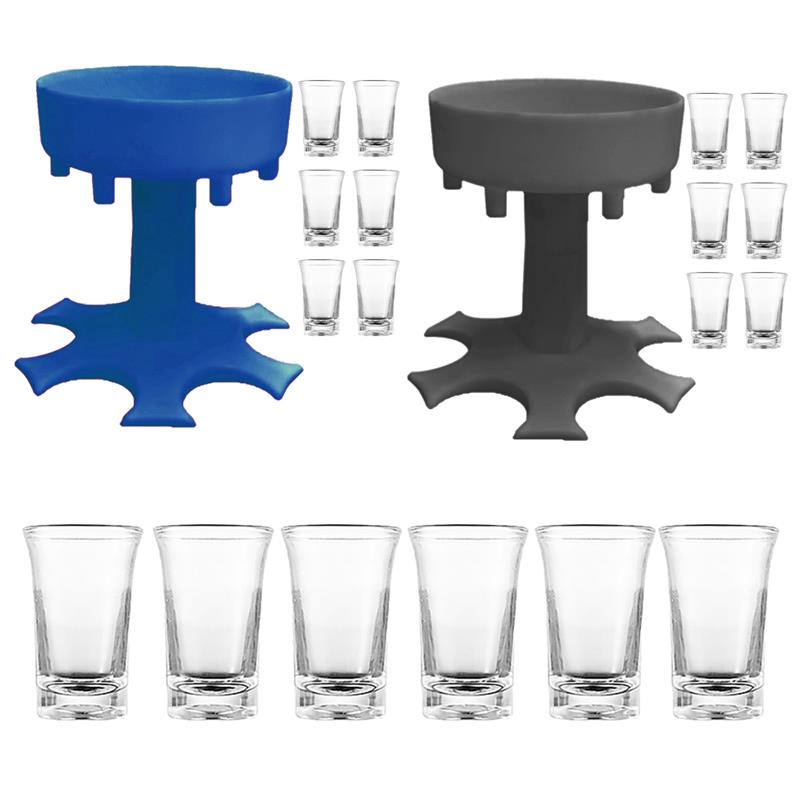 6 Shot Glass Dispenser Holder Carrier Caddy Liquor Dispenser Party Beverage Drinking Games Bar Cocktail Wine Quick Filling Tool