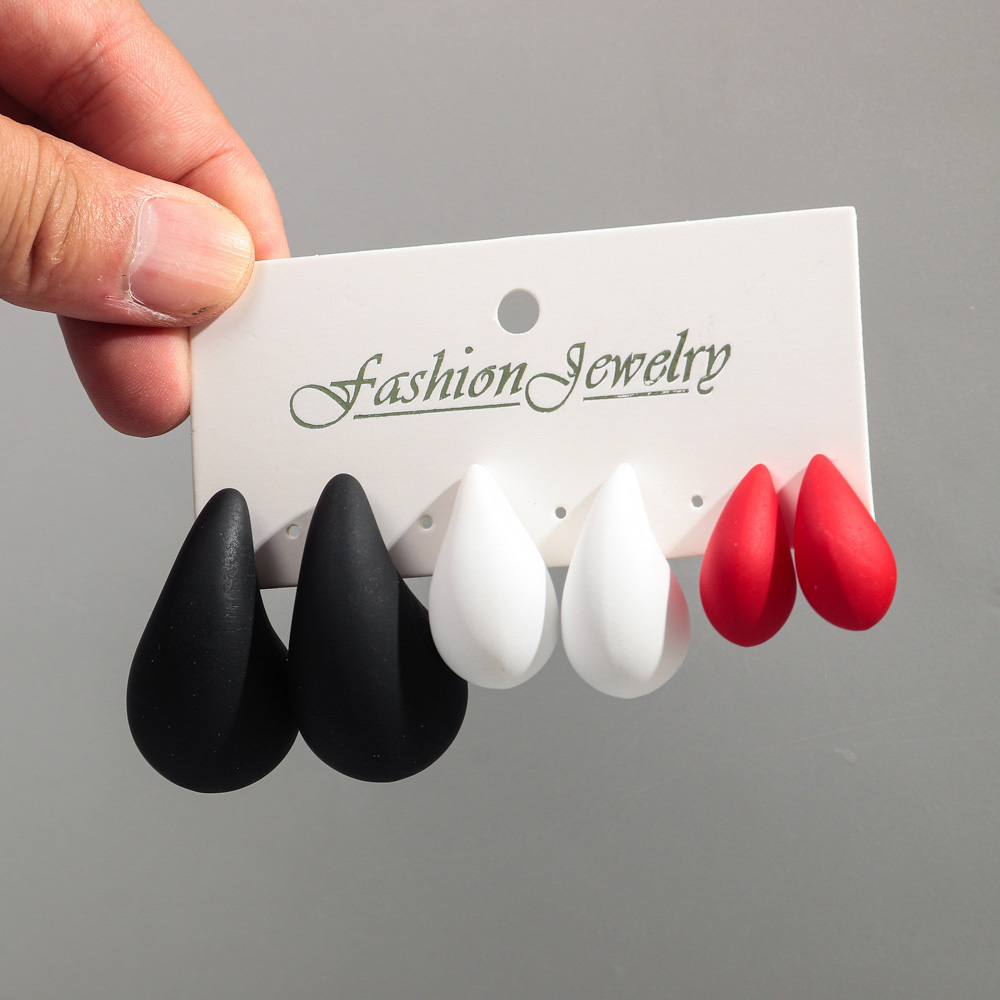 Korea 3 Paar Acryl Chunky Waterdrop Oorbellen Dupe Voor Vrouwen Kleurrijke Extra Grote Druppel Oorbel Hoepels Sieraden Lichtgewicht: green