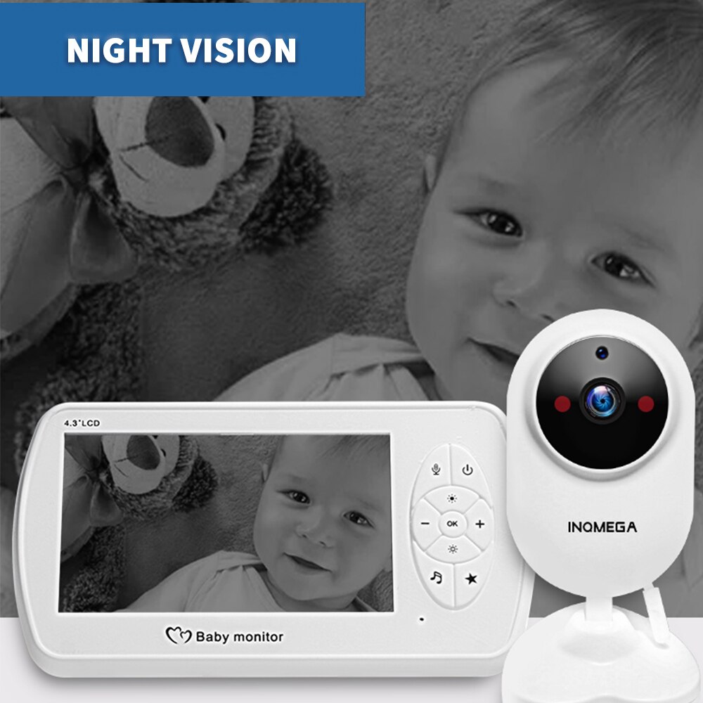 Baby Monitor with 4.3 Inches LCD Baby Monitor Infrared Night Vision Wireless Video Baby Sleeping Monitor Temperature Monitoring