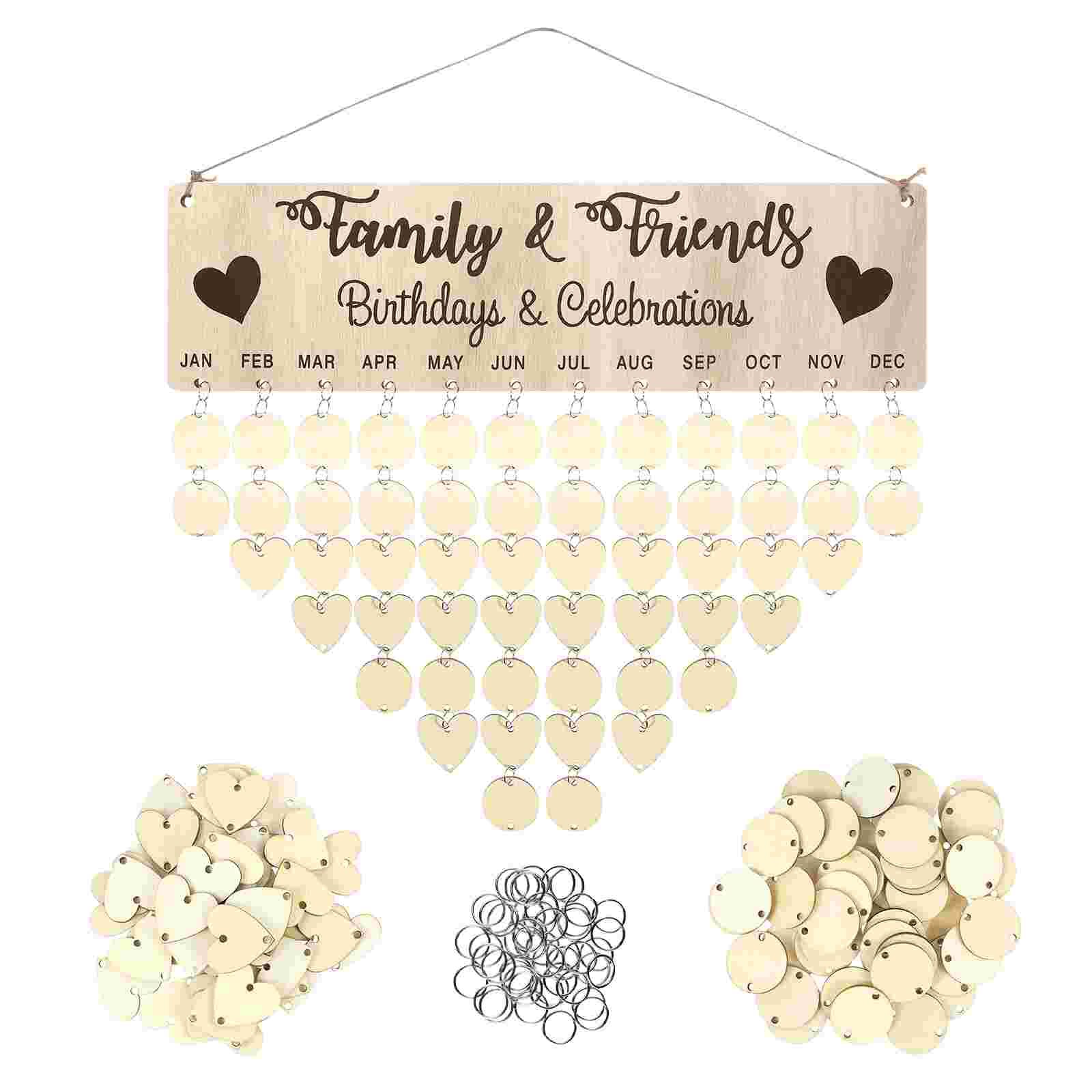 1 Set Birthday Anniversary Reminder Board Home DIY Calendar Wall Reminder Plaque Hanging Date Calendar: Default Title