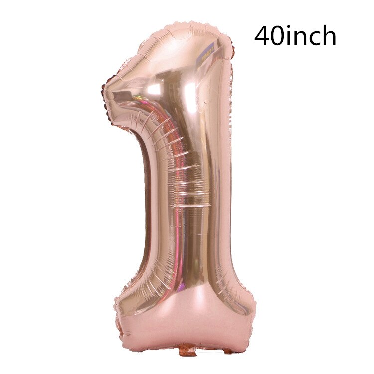 Ballons pour bébé 1 premier anniversaire | Ballon pour fille et garçon de 1 an, ballons avec numéros à feuille d'aluminium, décoration de fête pour enfants, de fête: 40inch rose gold 1