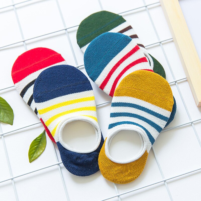 children socks summer 2-11 years boys socks 5 pairs / lot cotton mesh socks three horizontal lines pattern kids socks