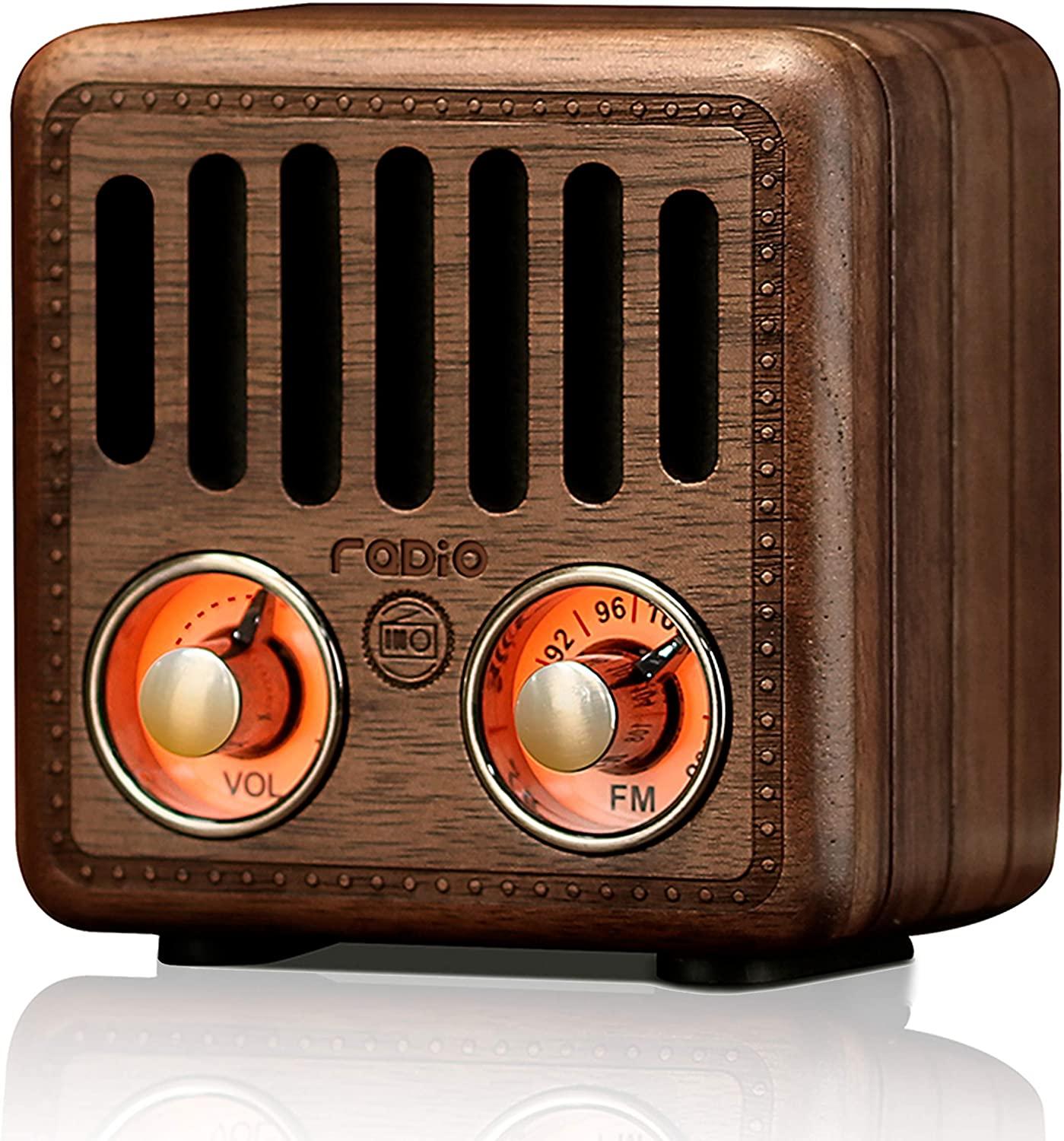 Træ retro radio digital fm radio digital linnet radio bærbar fm radio mini bluetooth højttaler gammeldags klassisk stil
