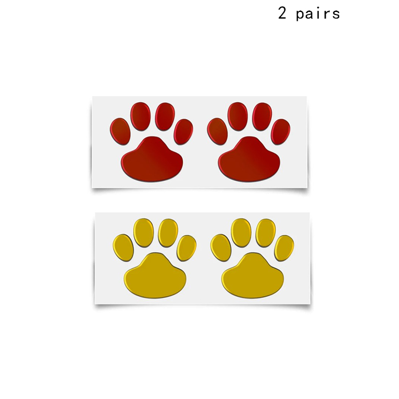 4Sheet Car Stickers Decals Paw 3D Animal Dog Cat Foot Prints Decal Car Motocycle Sticker Car Accessories: Ivory