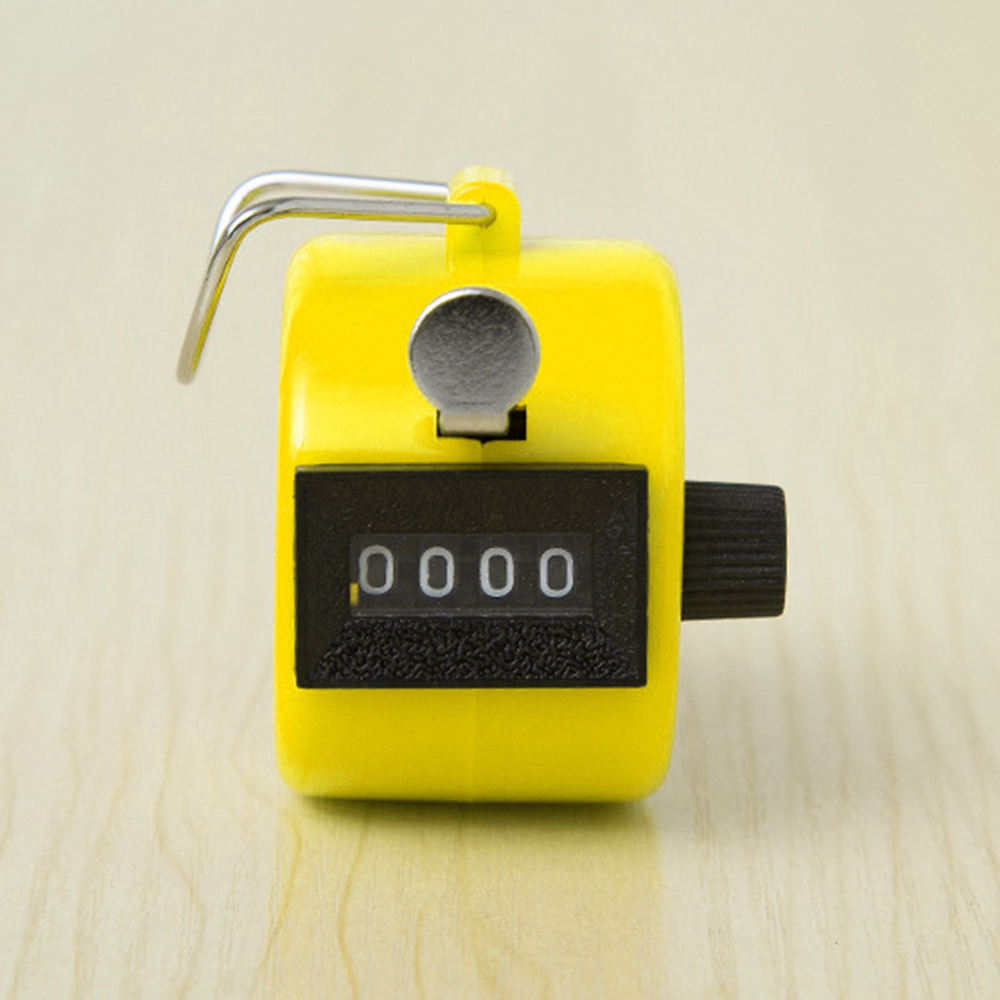 4 Digit Number Counters Plastic Shell Hand Finger Display Manual Counting Tally Clicker Color Shell Timer Soccer Golf Counter: Yellow