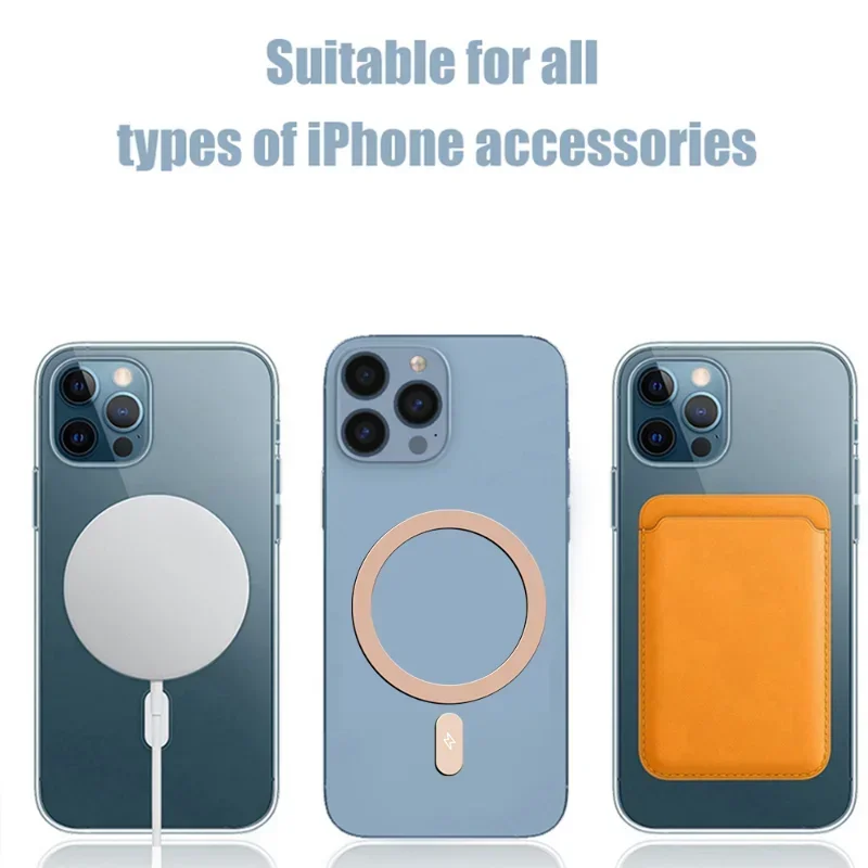 1-5 sztuk Uniwersalny metalowy pierścień do magnetycznej ładowarki bezprzewodowej Magsafe Naklejka na żelazko Uchwyt samochodowy na telefon do iPhone'a 13 14 15