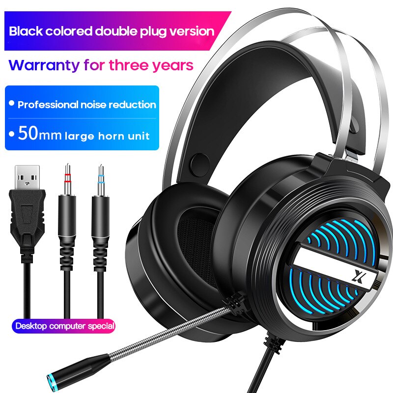 Wired Headset Gamer PC 3.5mm For PS4 Headsets 7.1 Surround Sound & HD Microphone Gaming Overear Laptop Tablet Gamer: 04