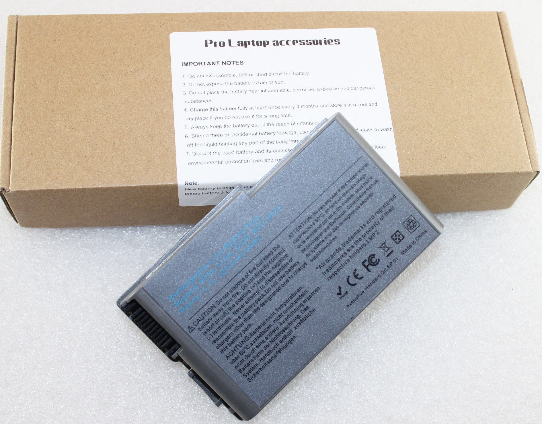 Battery for Dell Latitude D520 D500 D600 D610 D530 D505 Inspiron 500m 510m 600m C1295 Laptop 6 Cell 312-0090 451-10133 9X821