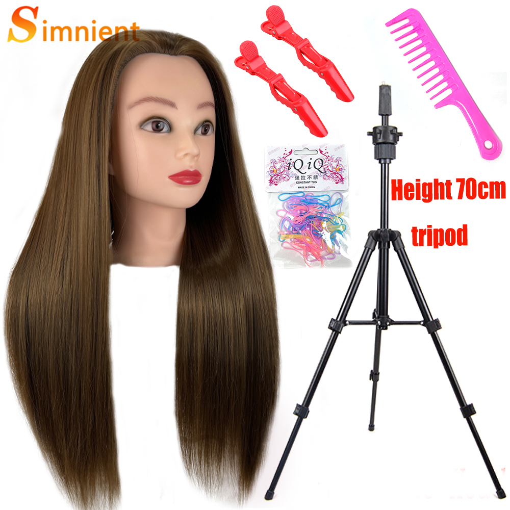 Female Mannequin Head With Synthetic Hair For Hair Training Styling Solon Hairdresser Dummy Doll Head For Practice Hairstyle: Orange