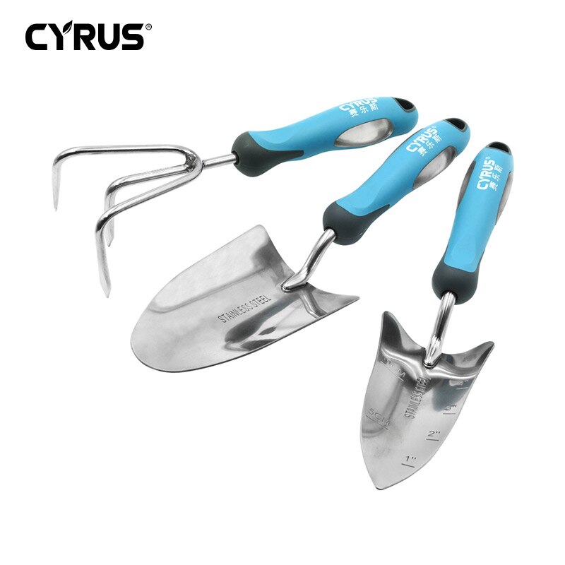 Garden Tools Set Stainless Steel Three-Piece Suit Cultivating Planting Trowel Cultivator Shovels Spades Transplanter: Sets