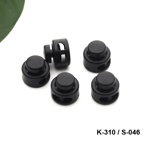 Verrou de cordon boule en plastique noir, 120 pièces, bascule en plastique à 2 trous, bouchons pour cordon de 4mm K-310