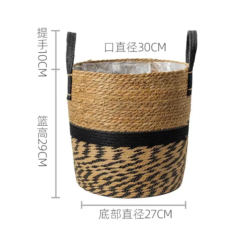 Großer Pflanzgefäß aus natürlichem Seegras, Abdeckung für Blumentöpfe, Pflanzgefäße für den Innenbereich, Blumentöpfe, gewebter Korb, Canasto Decorativo Home Garden Deco: Rot