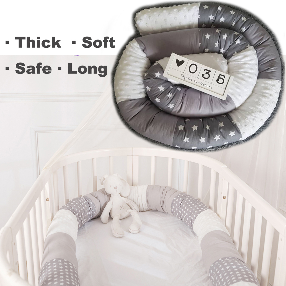 2.5M Baby Bed Bumper Hek Natuurlijke Katoen Veilig Bed Hek Voor Baby Pasgeboren Wieg Bumper Hek Protector Baby Kamer decor HM0003