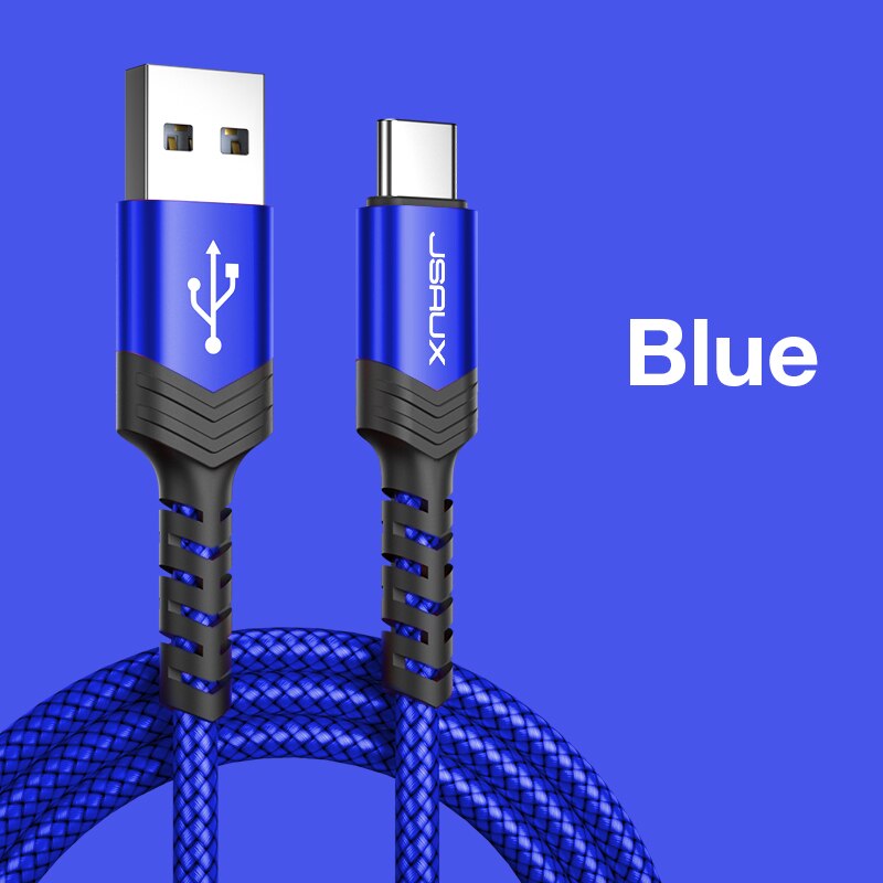 JSAUX Micro câble USB et câble de Type C 3A charge rapide pour Samsung Xiaomi câble de données de téléphone portable type-c pour Xiaomi Redmi Note 8: Blue / 2m for Micro USB
