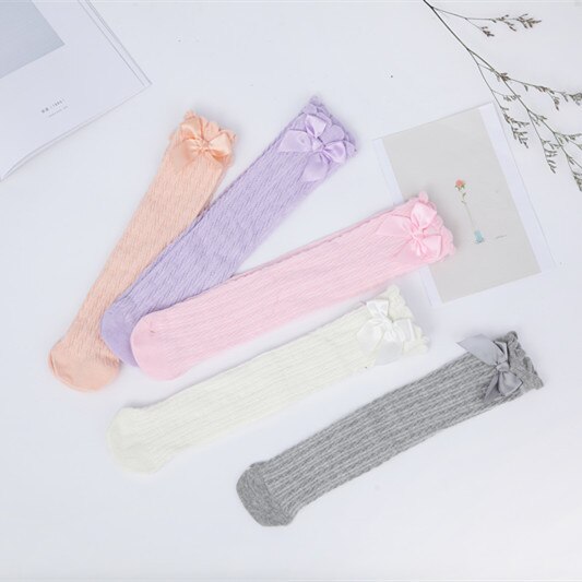5 Paar/partij Baby Meisjes Sokken Kniehoge Met Bows Prinses Sokken Meisje Schattige Baby Sokken Lange Buis Kids Kind Booties verticale Dragen: random colors / 6 to 10 years old