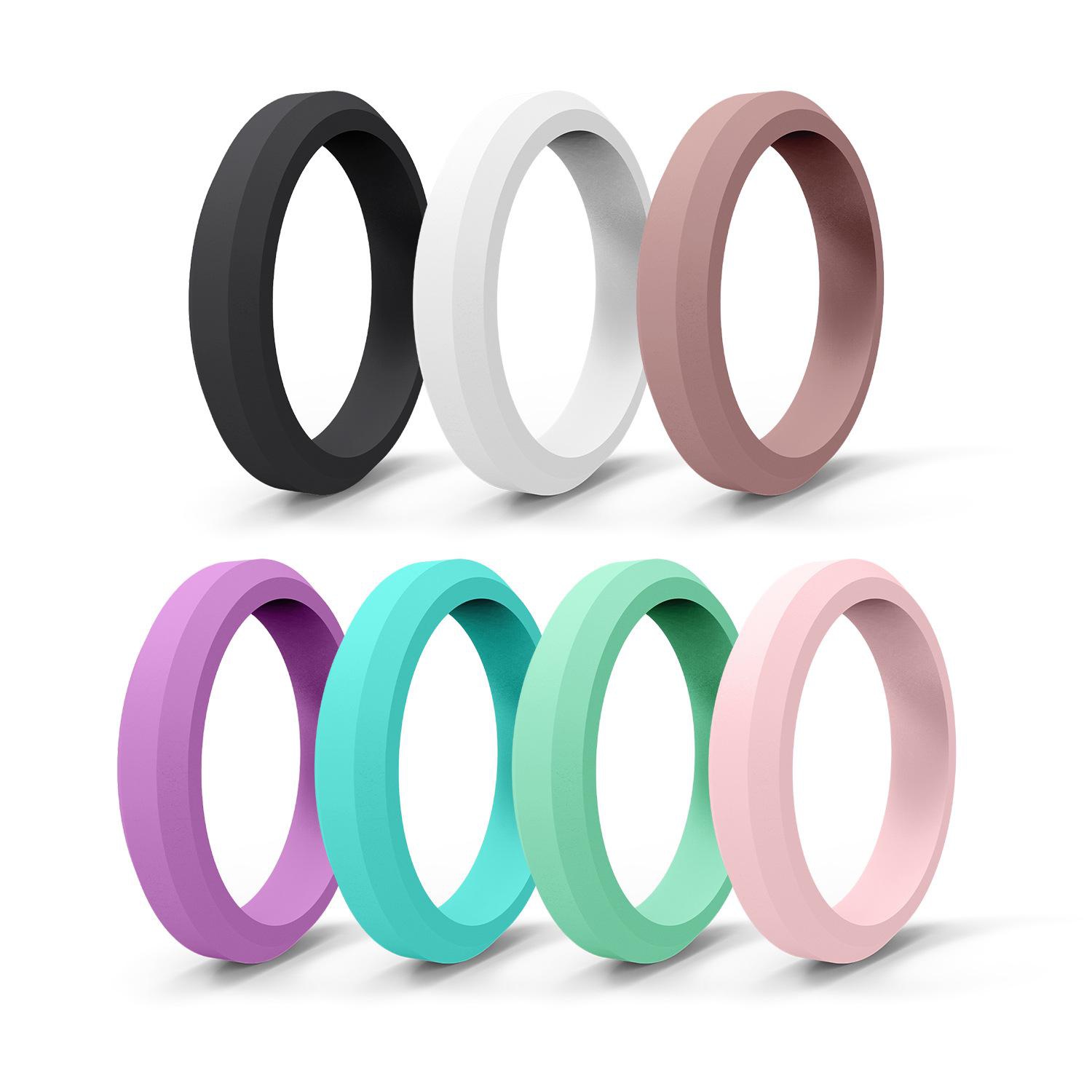 Anillo deportivo de silicona hipotenusa para mujer, 7 colores, bandas de goma para boda, anillos flexibles hipoalergénicos, 1 ud.