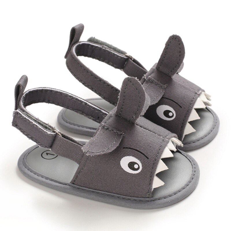 Baby Zomer Schoenen Jongens Leuke Katoenen Sandaal Sneakers Baby Wieg Schoenen 0-18 Maand Haak Causale Anti Slip Baby sandalen: Donkergrijs / 13-18 months