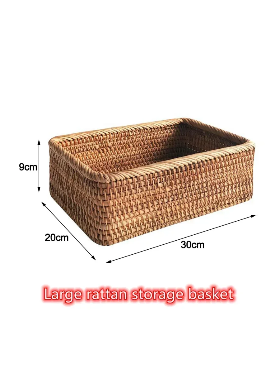 Handgeweven Rechthoekige Rotan Rieten Mand Fruit Thee Snack Brood Picknick Cosmetische Opbergdoos Keuken Benodigdheden Huishoudelijk Gereedschap: Paars