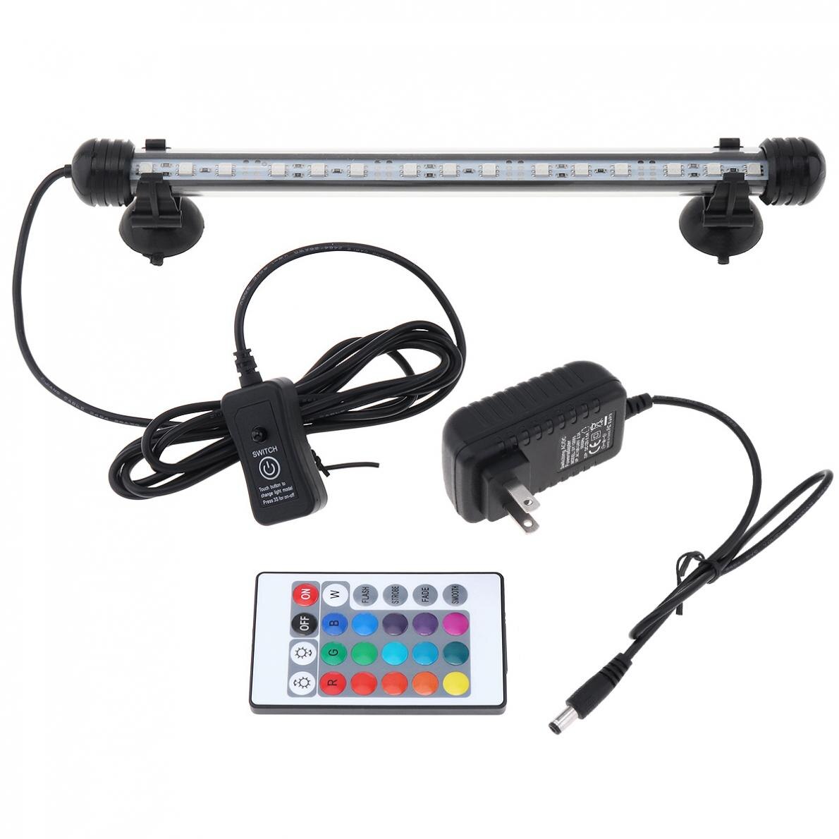 Submersible Light 18-62CM Aquarium Fish Tank LED Light 5050 SMD RGB Submersible Waterproof Strip Light with Remote Control