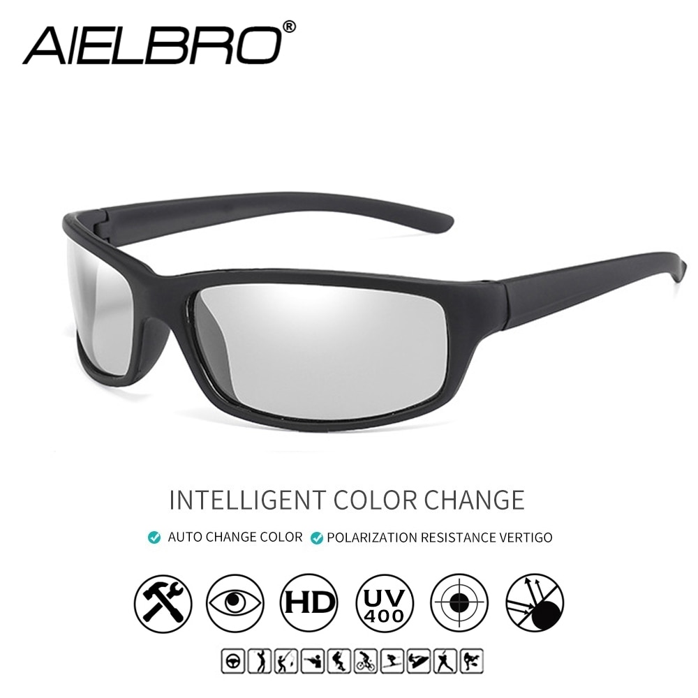 Aielbro photochromic ciclismo óculos de sol preto gafas ciclismo óculos masculinos esportes bicicleta 18g leve ciclismo