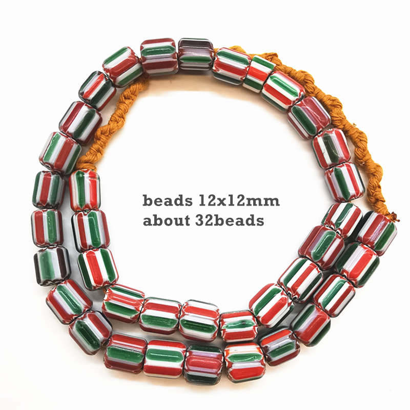 TSB0199 Nepal Hand Colorful Striped Lampwork Beads Strand Antiqued Trade Glass Bead: other