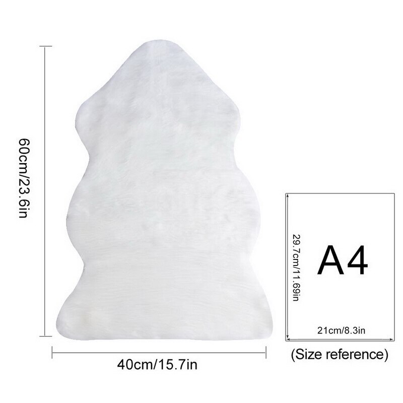 Luxe Rectangle doux en peau de mouton moelleux zone tapis Faux blanc fourrure tapis Shaggy cheveux longs solide tapis salon coussin de siège décor à la maison: 40x60cm White