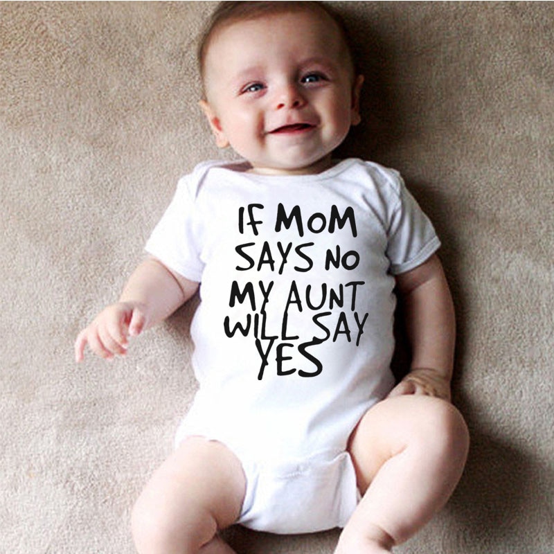 Se Mamma Dice No Mia Zia Dirà Sì Cotone Tuta Del Bambino Del Manicotto Del Bicchierino Del Bambino Della Ragazza Infantile Tutina Body Neonato del bambino Vestiti del ragazzo