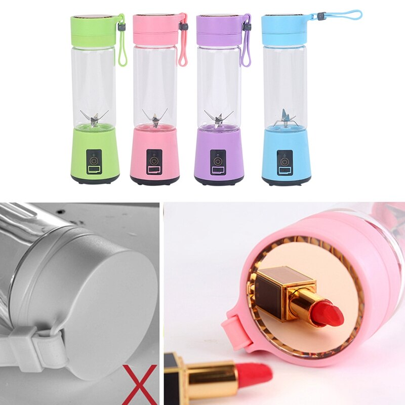 AD-420Ml Portable Juicer Glass Bottle Juicer USB Rechargeable 6 Blades Juicer Smoothie Blender Machine Mixer Mini Juice Cup