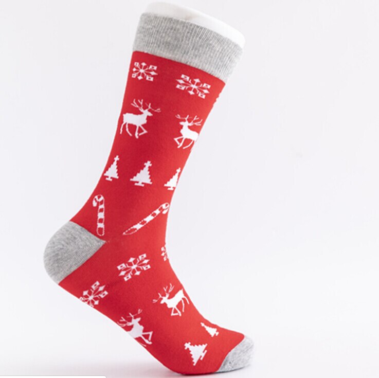 Hommes chaussettes de noël dessin animé imprimé dinosaure cerf côtelé fermeture nouveauté vêtements accessoires: Rouge