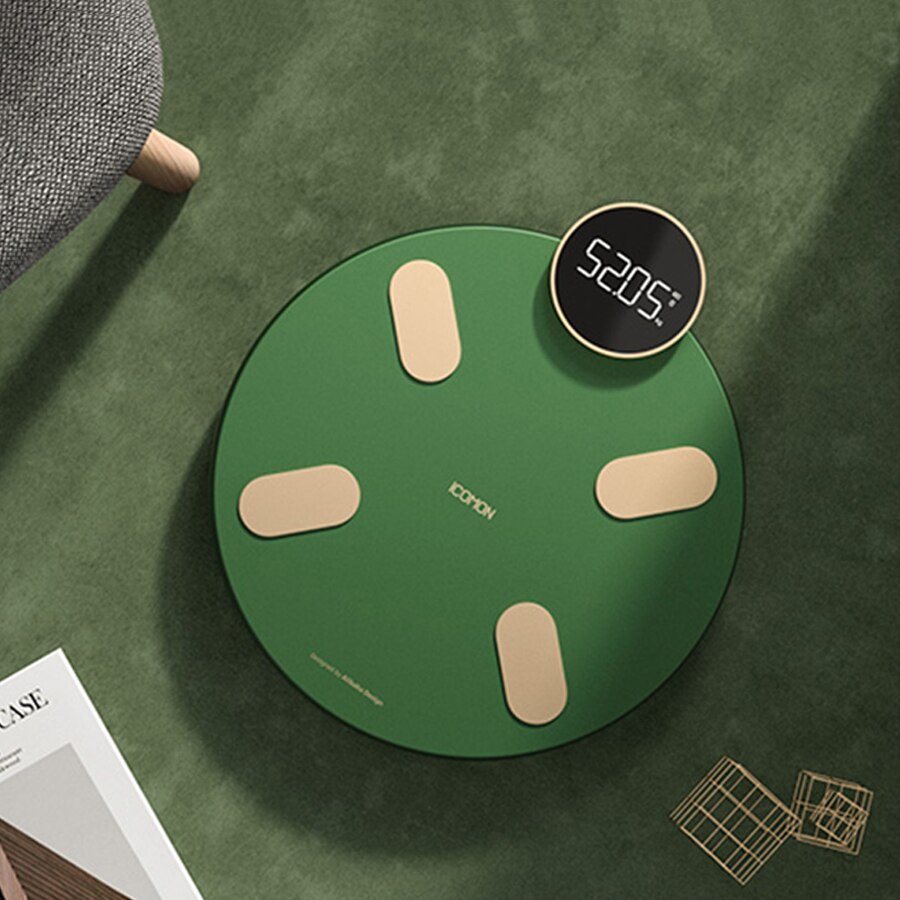 iCOMON Bathroom Body Weight Scale Smart Balance Electronic Floor Scales Bluetooth Green Body Fat Scale 19 Physical Data
