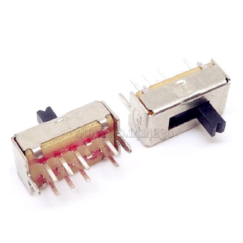 10 piezas SS23D07 8 pines 3 posiciones 2P3T interruptor de palanca doble interruptor deslizante Vertical longitud del mango 5MM soporte