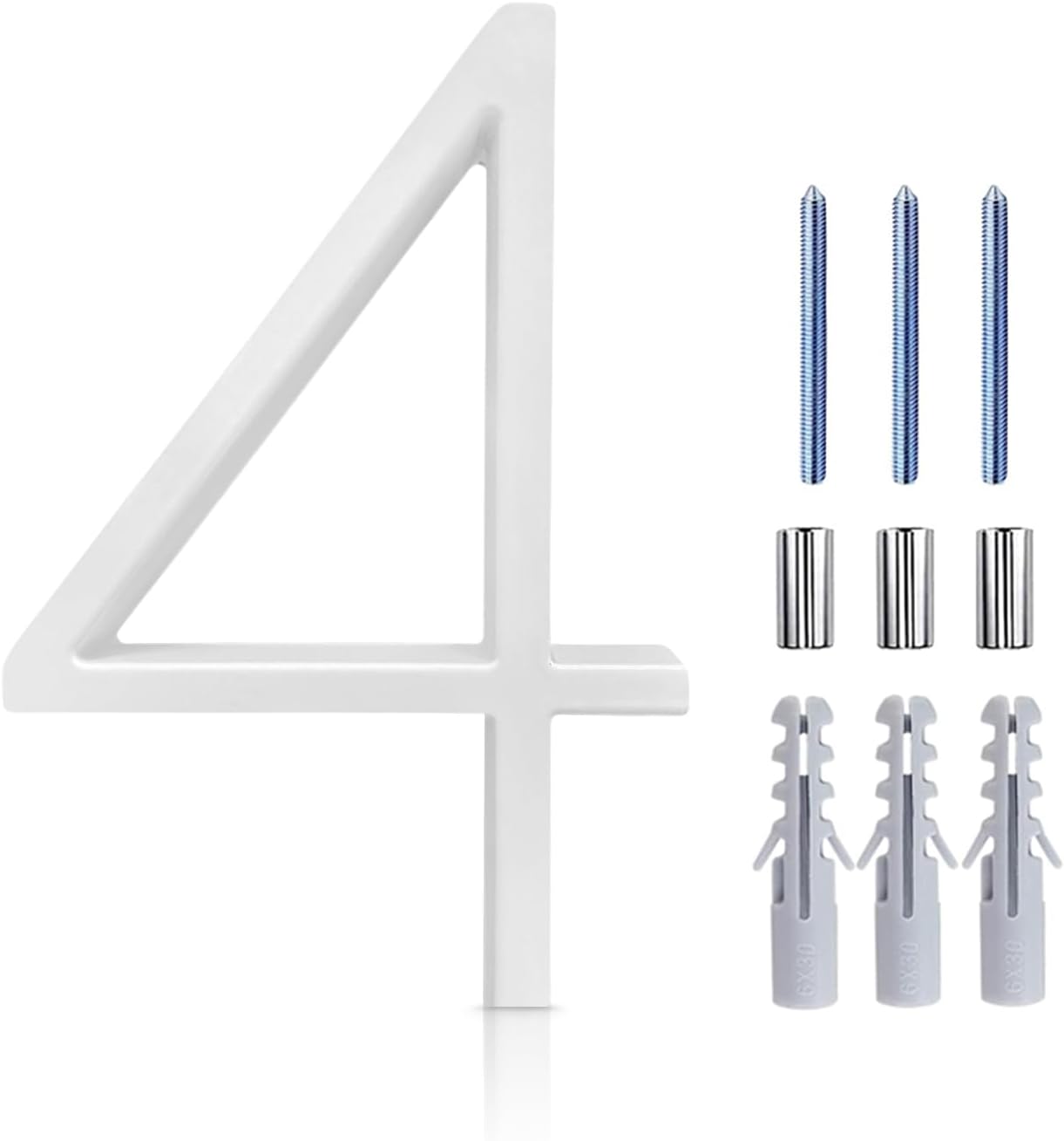 Número de casa moderno flotante blanco de 152mm, números de dirección de puerta Huinummers para placas de señal digitales para exteriores de casa de 6 pulgadas. # 0-9: Plata