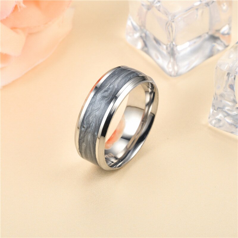 8Mm Rvs Emaille Ring Mannen Sieraden Roestvrij Stalen Ring Ring Mannen En Vrouwen