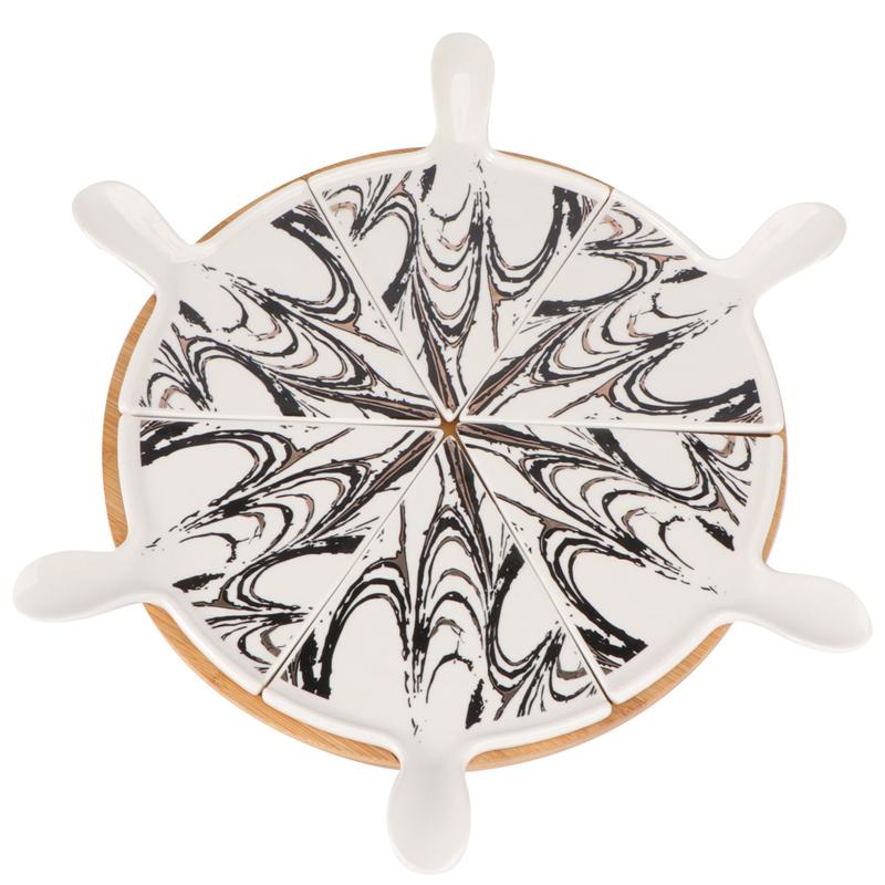 Premium Pizza Plate Set Large Ceramic Triangle Steak Pizza Pie Dessert Plate Cake Flat Plate Tableware: 1