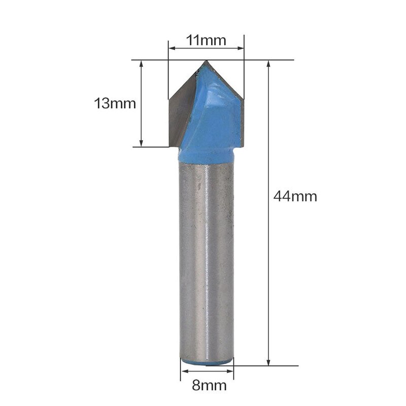 8mm V Groove Milling Cutter CNC Router Engraving Carving Knife Tungsten Steel Woodwork Chamfer Bit 90 Degree Cutting Tools