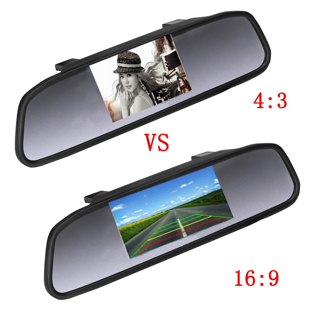 Podofo HD 4.3 Inch Car Monitor Mirror Screen TFT LCD Color Display Parking System for Rear View Camera Night Vision Reversing