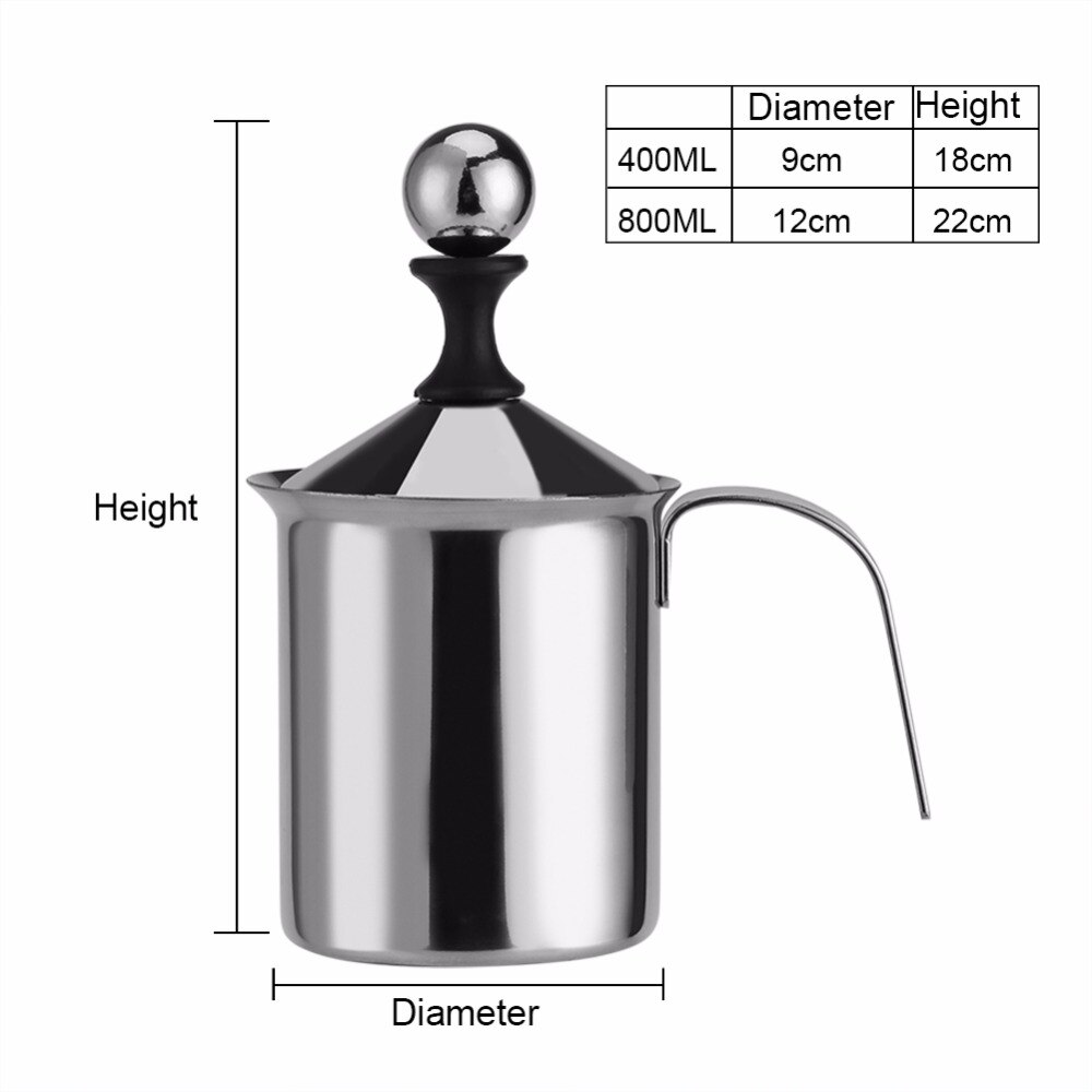 400/800 Ml Rvs Melkopschuimer Pomp Koffie Mixer Melkschuimer Cappuccino Latte Dubbele Mesh Delicate Schuim Voor koffie Gereedschap