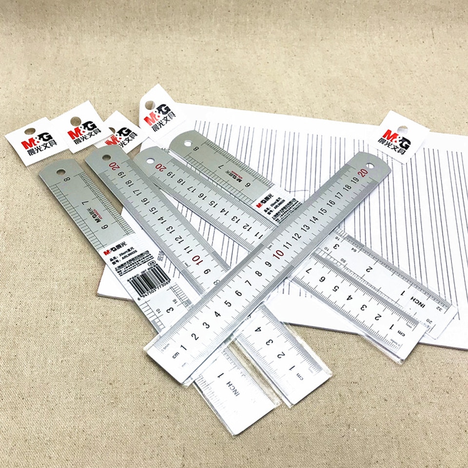 Metal Ruler Aluminum Alloy Straight Rulers Practical Metric And Inches Measurement Double Sided 20-30cm School Office Supplies
