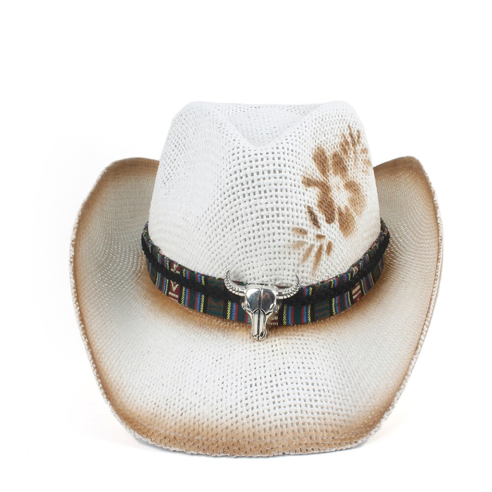 Western cowboy hat til kvinder halm kvast sombrero hombre strand bred rand cowgirl jazz sol hat størrelse 56-58cm