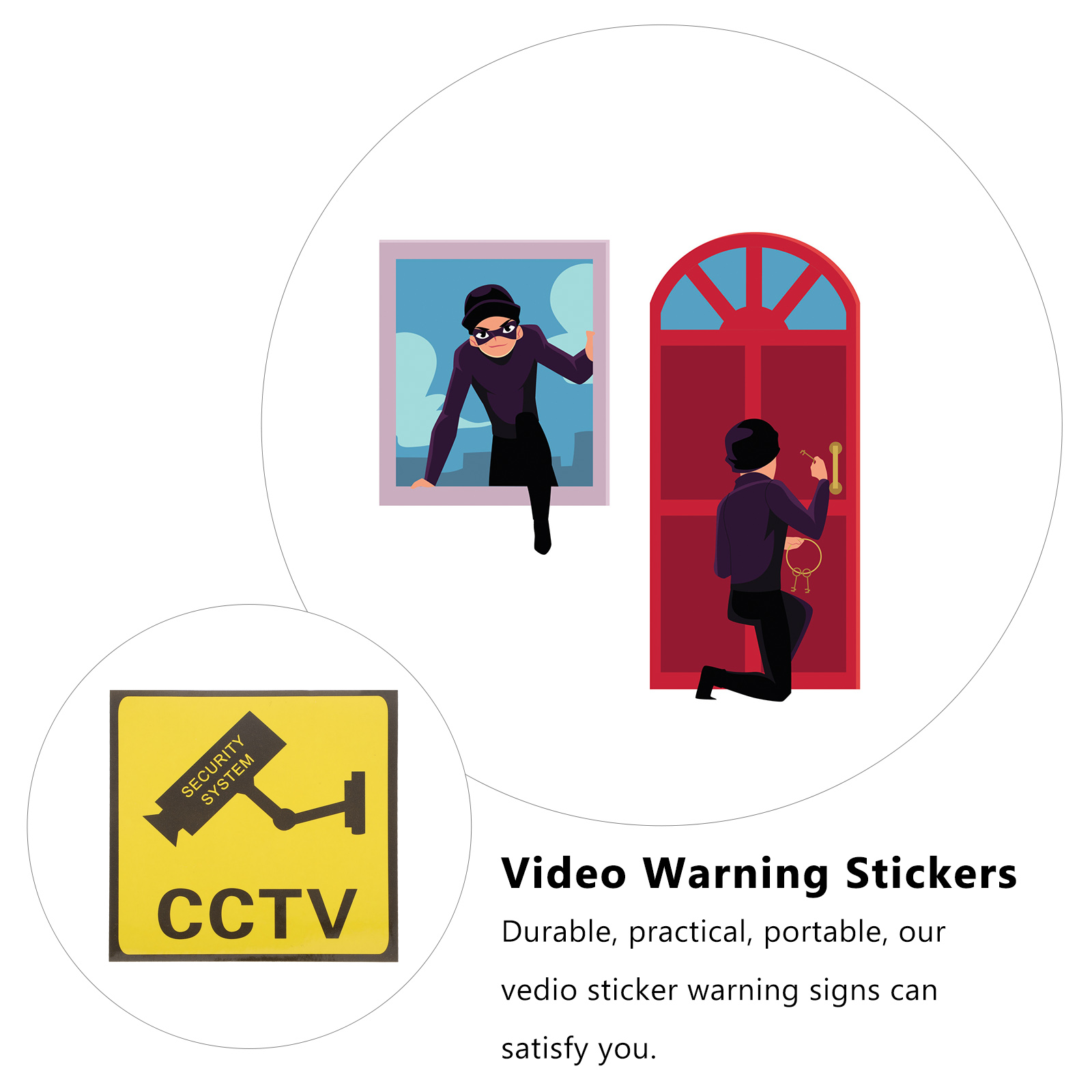 10pcs Video Surveillance Sign Logo Stickers Warning Signs for School Office Building