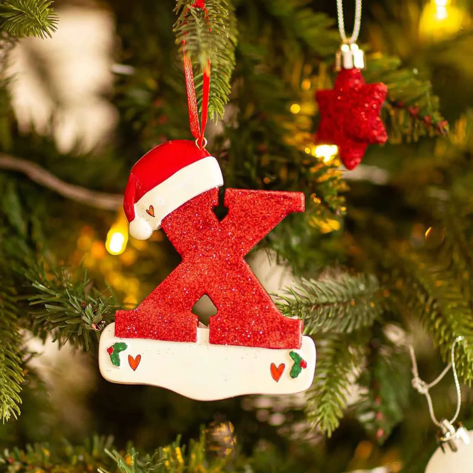 Christmas Tree Decoration Letter Pendant 26 Letters Home acrylic DIY Pendant Xmas Year Decor Ornament navidad: black