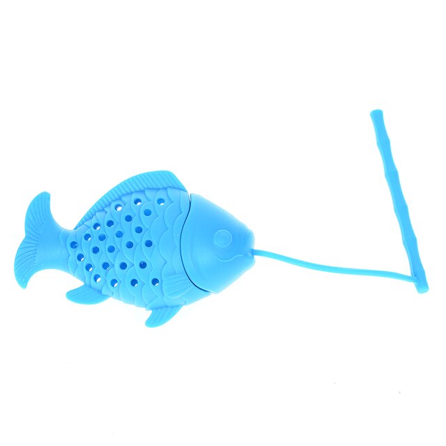 1 stk tebladssi silikone fiskeform infuser til teposer urtekrydderi filter diffuser tekande mini køkkentilbehør: Blå